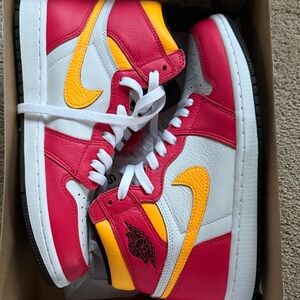 High-Top jordans - Red, White, and Yellow. Never worn!!!!